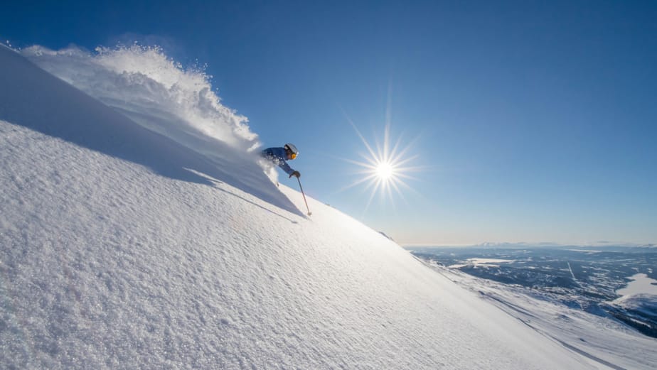 Åre ski resort in Jämtland, Sweden - panoramic view of ski slopes and mountain facilities