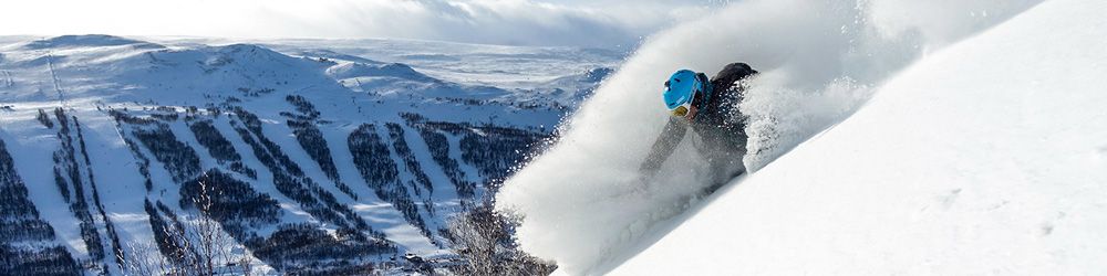 Funäsdalen ski resort in Härjedalen, Sweden - panoramic view of ski slopes and mountain facilities