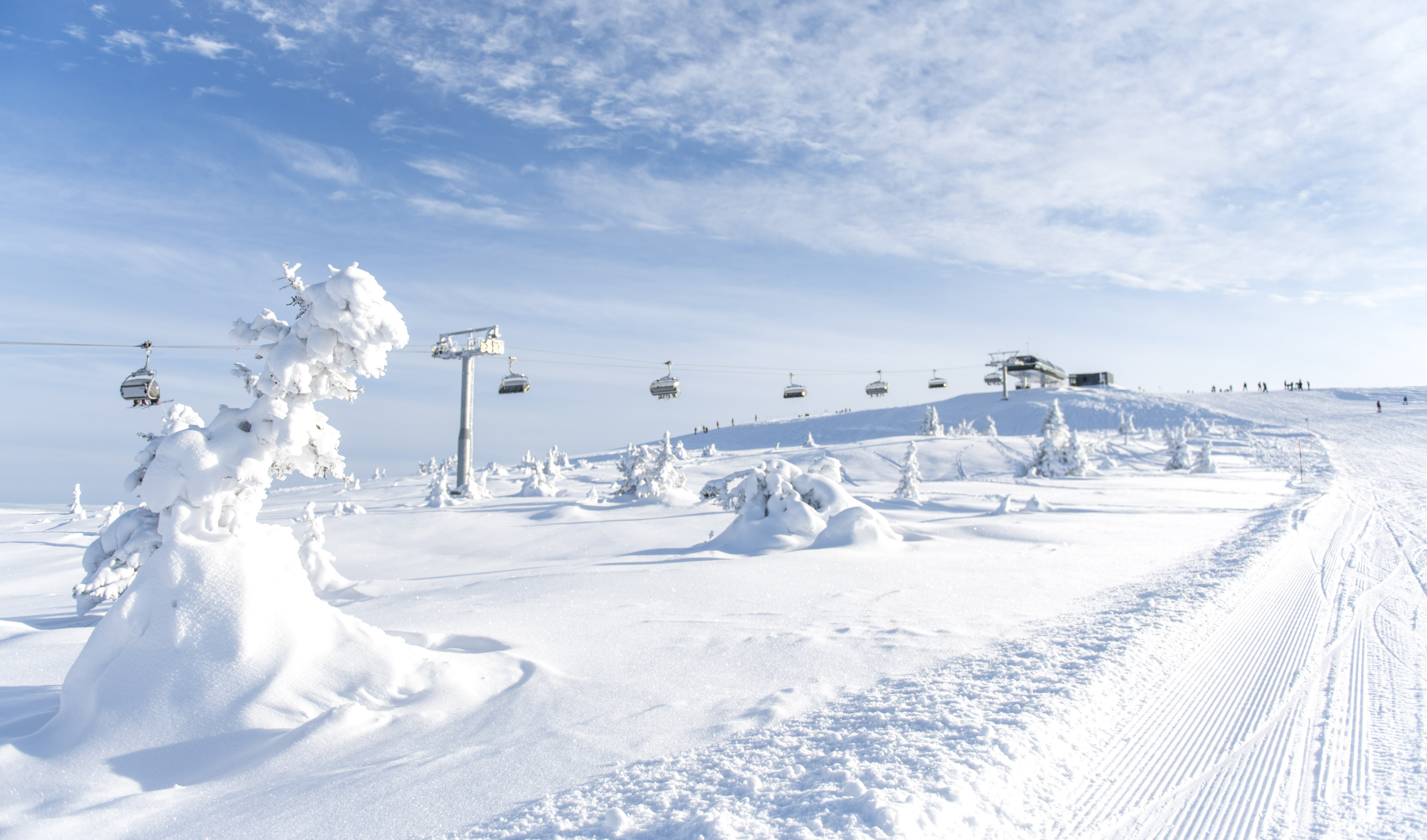 Hafjell ski resort in Oppland, Norway - panoramic view of ski slopes and mountain facilities