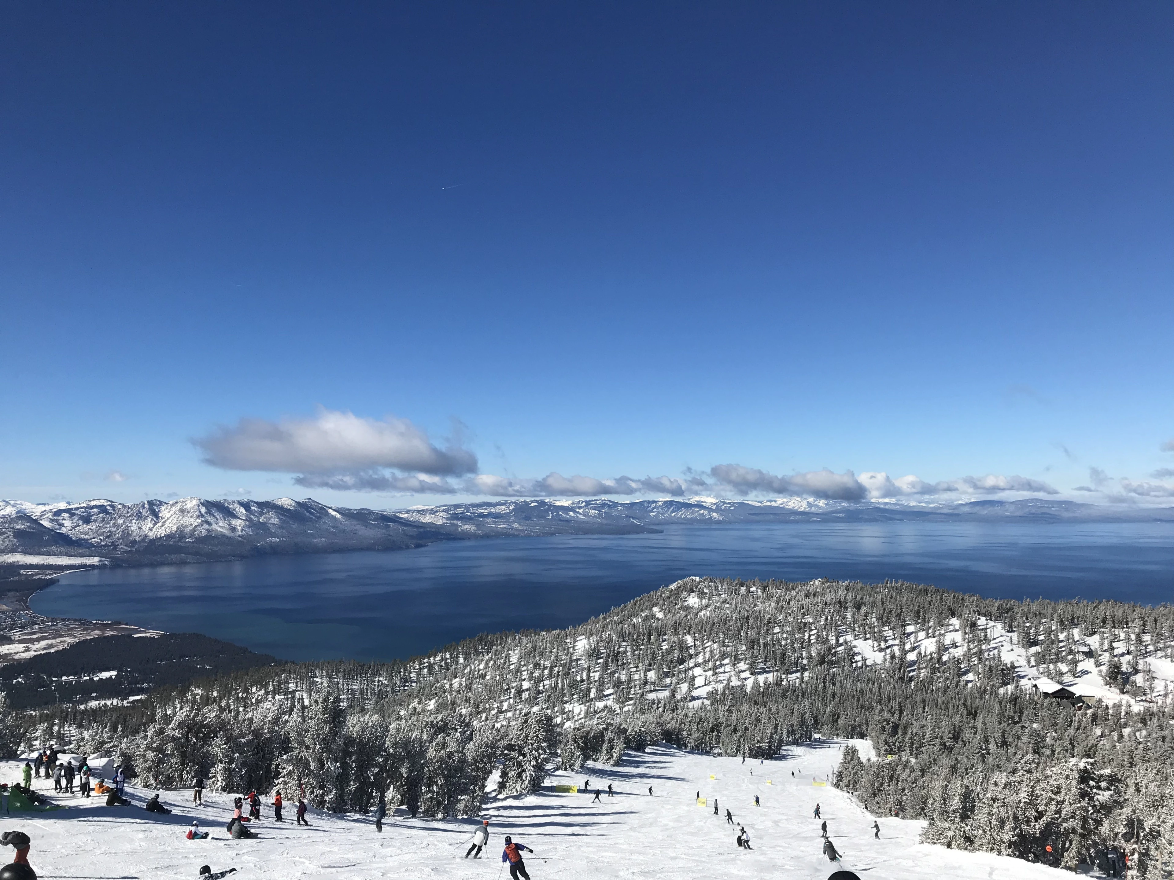 Heavenly ski resort in California, USA - panoramic view of ski slopes and mountain facilities