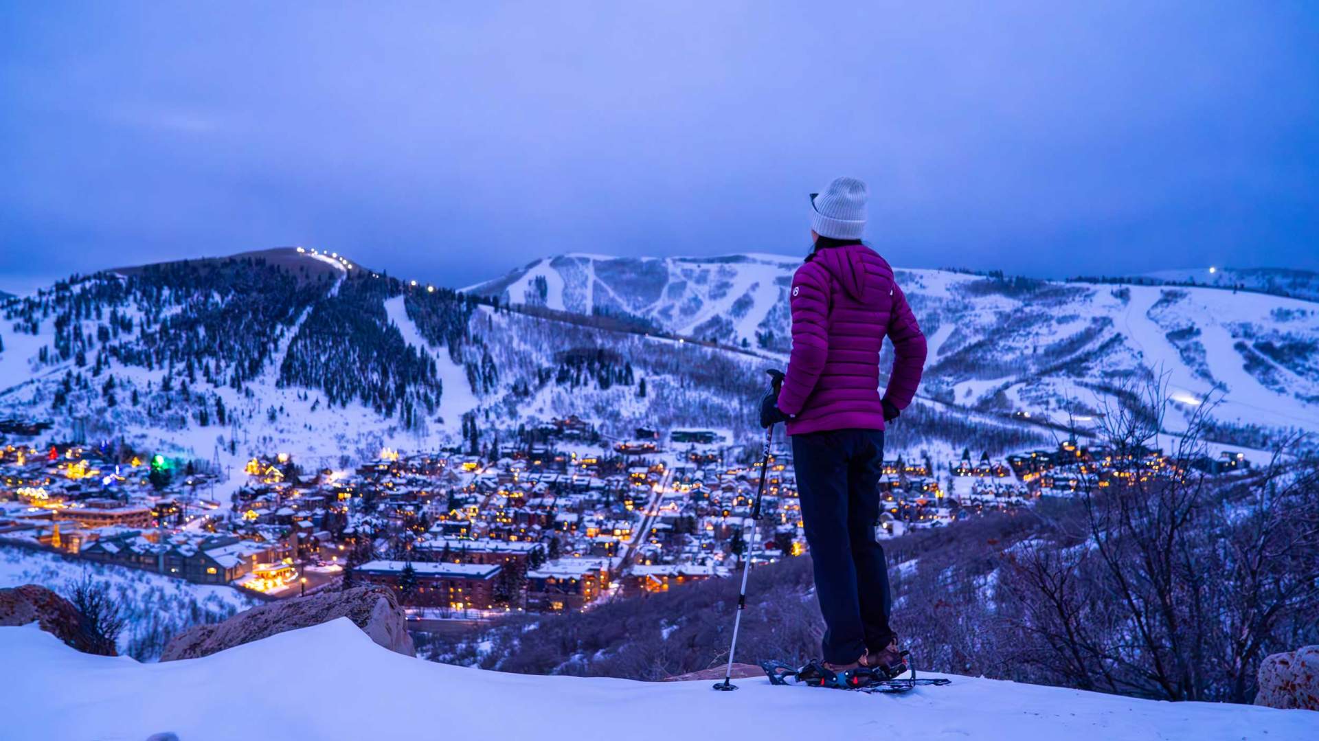 Park City ski resort in Utah, USA - panoramic view of ski slopes and mountain facilities