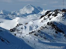 Cerro Castor ski resort in Ushuaia, Argentina - panoramic view of ski slopes and mountain facilities
