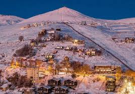 El Colorado ski resort in Santiago, Chile - panoramic view of ski slopes and mountain facilities