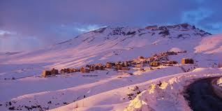 La Parva ski resort in Santiago, Chile - panoramic view of ski slopes and mountain facilities