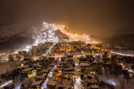 Niseko United ski resort in Hokkaido, Japan - panoramic view of ski slopes and mountain facilities