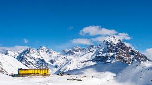 Portillo ski resort in Los Andes, Chile - panoramic view of ski slopes and mountain facilities