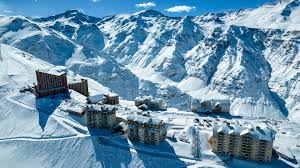 Valle Nevado ski resort in Santiago, Chile - panoramic view of ski slopes and mountain facilities