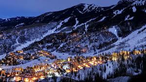 Aspen Snowmass ski resort in Colorado, USA - panoramic view of ski slopes and mountain facilities