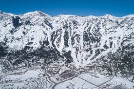 Jackson Hole ski resort in Wyoming, USA - panoramic view of ski slopes and mountain facilities