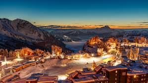 Avoriaz ski resort in Haute-Savoie, France - panoramic view of ski slopes and mountain facilities