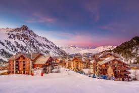Les Arcs ski resort in Savoie, France - panoramic view of ski slopes and mountain facilities