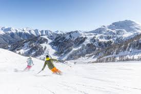 Serre Chevalier ski resort in Hautes-Alpes, France - panoramic view of ski slopes and mountain facilities