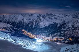 Sölden ski resort in Ötztal valley, Austria - panoramic view of ski slopes and mountain facilities