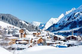 Mayrhofen ski resort in Zillertal, Austria - panoramic view of ski slopes and mountain facilities