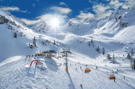 Schladming ski resort in Liezen district, Austria - panoramic view of ski slopes and mountain facilities