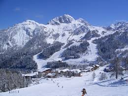 Nassfeld ski resort in Carinthia, Austria - panoramic view of ski slopes and mountain facilities