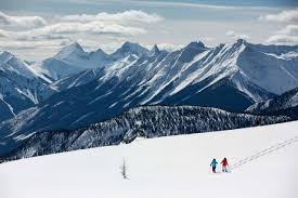 Banff Sunshine ski resort in Alberta, Canada - panoramic view of ski slopes and mountain facilities