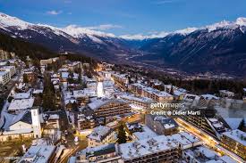 Crans-Montana ski resort in Valais, Switzerland - panoramic view of ski slopes and mountain facilities