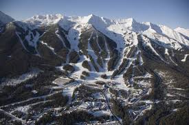Fernie Alpine Resort ski resort in British Columbia, Canada - panoramic view of ski slopes and mountain facilities