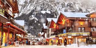 Grindelwald ski resort in Bernese Oberland, Switzerland - panoramic view of ski slopes and mountain facilities