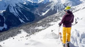Kicking Horse ski resort in British Columbia, Canada - panoramic view of ski slopes and mountain facilities