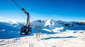 Melchsee-Frutt ski resort in Obwalden, Switzerland - panoramic view of ski slopes and mountain facilities