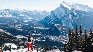 Mt. Norquay ski resort in Alberta, Canada - panoramic view of ski slopes and mountain facilities