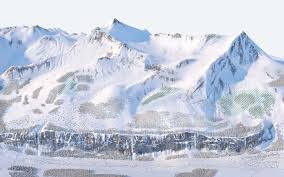 Mürren-Schilthorn ski resort in Bernese Oberland, Switzerland - panoramic view of ski slopes and mountain facilities