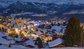 Nendaz ski resort in Valais, Switzerland - panoramic view of ski slopes and mountain facilities