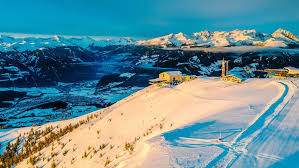 Kronplatz ski resort in Trentino-Alto Adige, Italy - panoramic view of ski slopes and mountain facilities