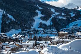 La Thuile ski resort in Valle d'Aosta, Italy - panoramic view of ski slopes and mountain facilities