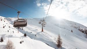 Livigno ski resort in Lombardy, Italy - panoramic view of ski slopes and mountain facilities