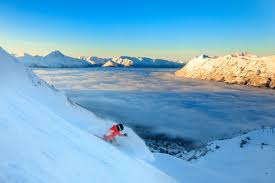 Alyeska ski resort in Alaska, USA - panoramic view of ski slopes and mountain facilities