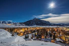 Crested Butte ski resort in Colorado, USA - panoramic view of ski slopes and mountain facilities