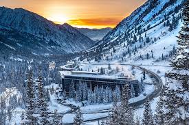 Snowbird ski resort in Utah, USA - panoramic view of ski slopes and mountain facilities