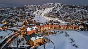 Steamboat ski resort in Colorado, USA - panoramic view of ski slopes and mountain facilities