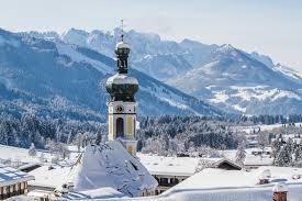 Reit im Winkl ski resort in Chiemgau, Bavaria, Germany - panoramic view of ski slopes and mountain facilities