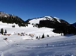 Spitzingsee-Tegernsee ski resort in Tegernsee Valley, Bavaria, Germany - panoramic view of ski slopes and mountain facilities