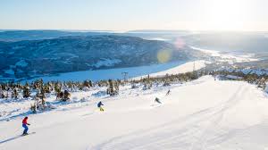 Norefjell ski resort in Buskerud, Norway - panoramic view of ski slopes and mountain facilities