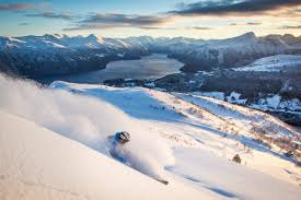 Stranda ski resort in Møre og Romsdal, Norway - panoramic view of ski slopes and mountain facilities