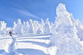 Ani ski resort in Akita, Japan - panoramic view of ski slopes and mountain facilities