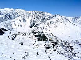 Hakuba Norikura ski resort in Nagano, Japan - panoramic view of ski slopes and mountain facilities
