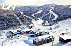 Kiroro ski resort in Hokkaido, Japan - panoramic view of ski slopes and mountain facilities