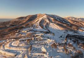 Madarao Kogen ski resort in Nagano, Japan - panoramic view of ski slopes and mountain facilities