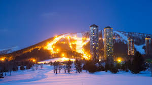 Tomamu ski resort in Hokkaido, Japan - panoramic view of ski slopes and mountain facilities