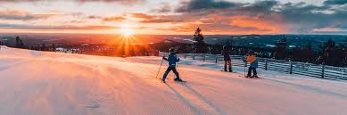 Idre Fjäll ski resort in Dalarna, Sweden - panoramic view of ski slopes and mountain facilities