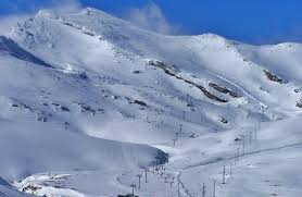 Alto Campoo ski resort in Cantabria, Spain - panoramic view of ski slopes and mountain facilities