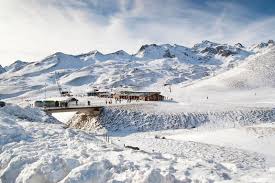 Formigal ski resort in Aragon, Spain - panoramic view of ski slopes and mountain facilities