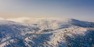 Javalambre ski resort in Aragón, Spain - panoramic view of ski slopes and mountain facilities