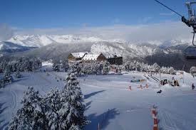 Port Ainé ski resort in Catalonia, Spain - panoramic view of ski slopes and mountain facilities